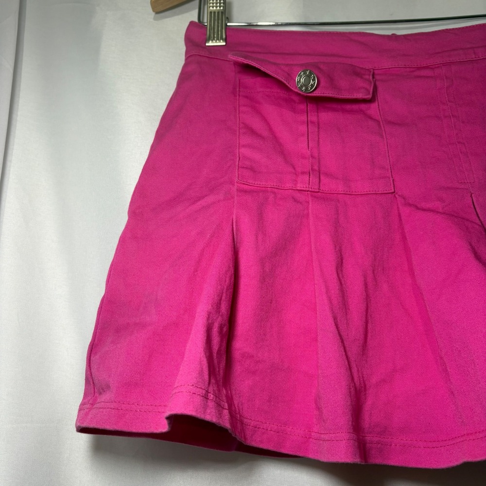 Vintage Rave Pink Pleated Skort Y2K Cargo Pocket Mini Skirt Shorts Womens Medium - Picture 4 of 10